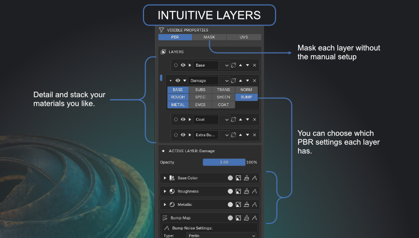 Setting up layers in CraftMat Studio