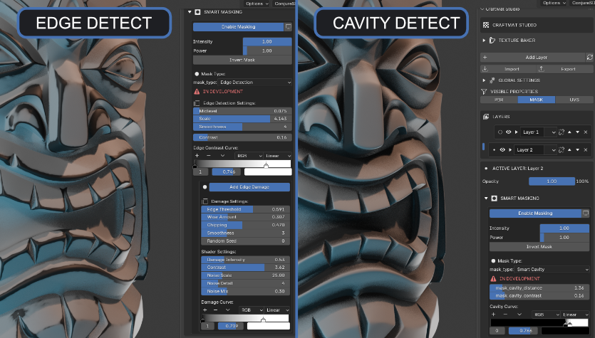 Masking layers with edge and cavity detection
