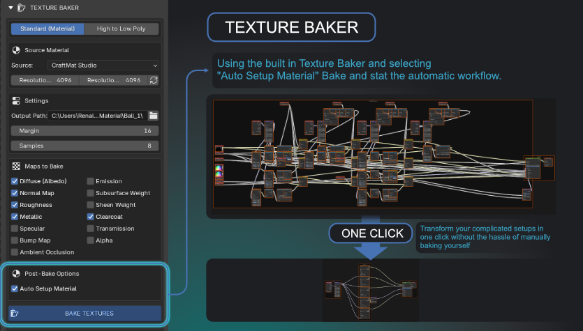 One-click baking in CraftMat Studio